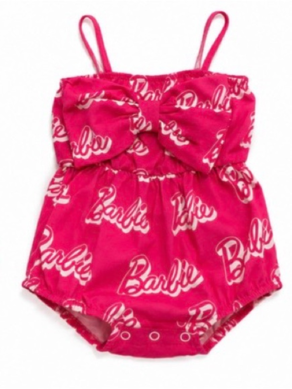 PatPat Hot Pink Barbie Logo Bow One-Piece Romper